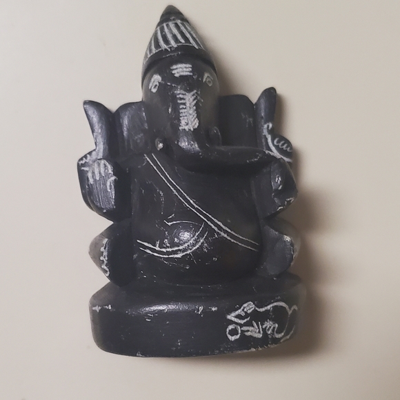 Ganesha Elephant Hindu God black stone statue - Picture 2 of 10